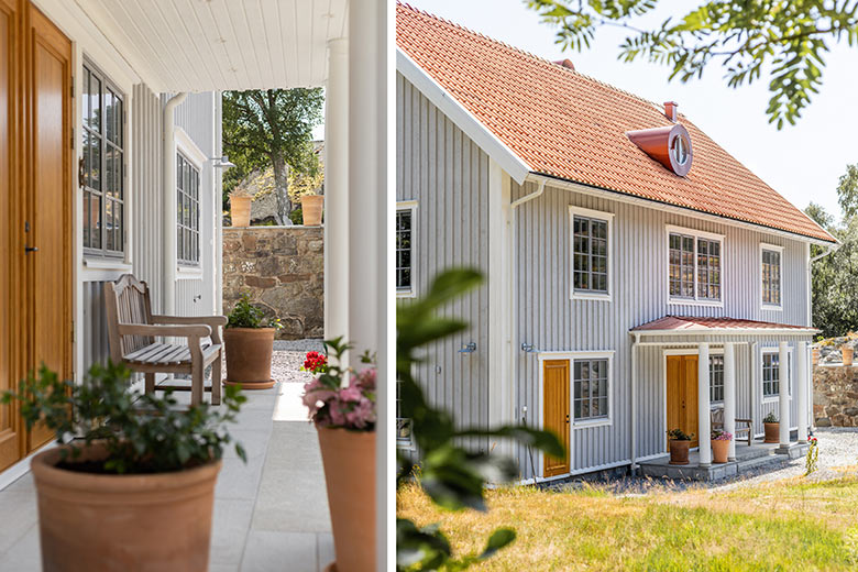 Detaljbilder på huset i skärgårdsstil